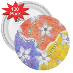 Tricolor Garden  3  Buttons (100 Pack)  by okhismakingart