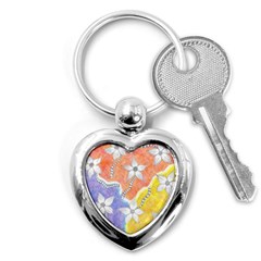 Tricolor Garden  Key Chains (heart)  by okhismakingart