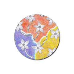 Tricolor Garden  Rubber Coaster (round)  by okhismakingart