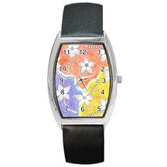 Tricolor Garden  Barrel Style Metal Watch by okhismakingart