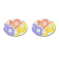 Tricolor Garden  Cufflinks (oval) by okhismakingart