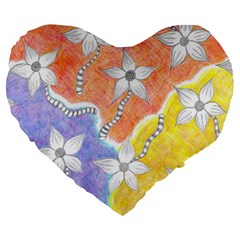 Tricolor Garden  Large 19  Premium Heart Shape Cushions by okhismakingart