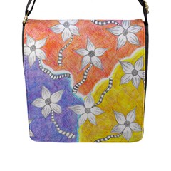 Tricolor Garden  Flap Closure Messenger Bag (l) by okhismakingart