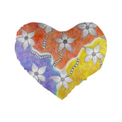 Tricolor Garden  Standard 16  Premium Flano Heart Shape Cushions by okhismakingart