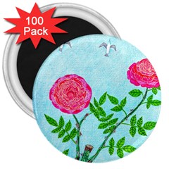 Roses And Seagulls 3  Magnets (100 Pack)