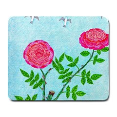 Roses And Seagulls Large Mousepads by okhismakingart