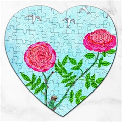 Roses And Seagulls Jigsaw Puzzle (heart) by okhismakingart