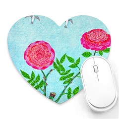 Roses And Seagulls Heart Mousepads by okhismakingart