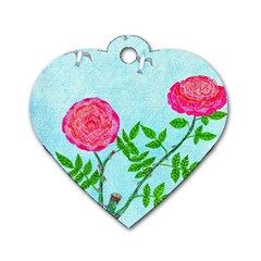 Roses And Seagulls Dog Tag Heart (two Sides) by okhismakingart