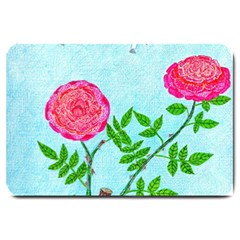 Roses And Seagulls Large Doormat  by okhismakingart