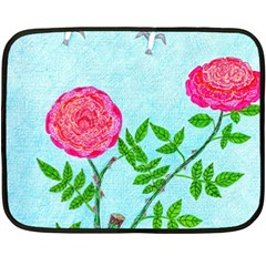 Roses And Seagulls Double Sided Fleece Blanket (mini)  by okhismakingart