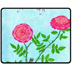 Roses And Seagulls Fleece Blanket (medium)  by okhismakingart