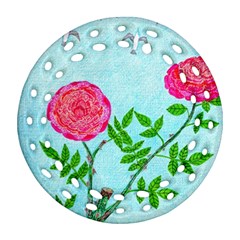 Roses And Seagulls Round Filigree Ornament (two Sides) by okhismakingart