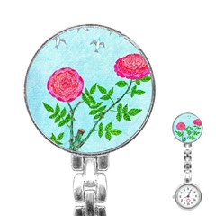 Roses And Seagulls Stainless Steel Nurses Watch by okhismakingart