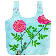 Roses And Seagulls Full Print Recycle Bag (xl) by okhismakingart