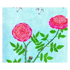 Roses And Seagulls Double Sided Flano Blanket (small)  by okhismakingart