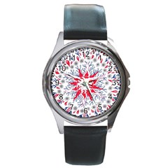 Flaming Sun Abstract Round Metal Watch by okhismakingart