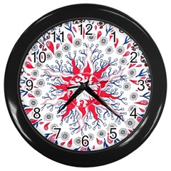 Flaming Sun Abstract Wall Clock (black) by okhismakingart