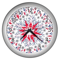 Flaming Sun Abstract Wall Clock (silver) by okhismakingart