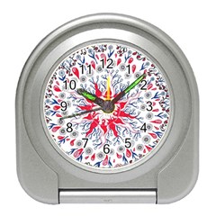 Flaming Sun Abstract Travel Alarm Clock by okhismakingart