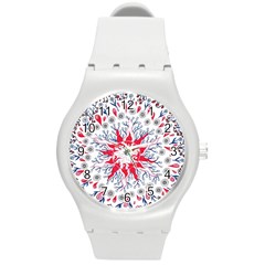 Flaming Sun Abstract Round Plastic Sport Watch (m) by okhismakingart