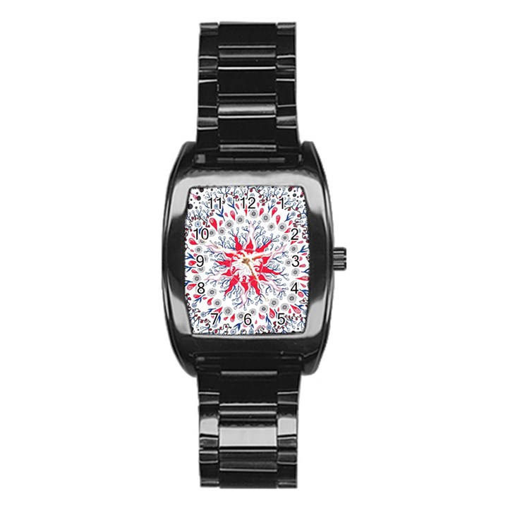 Flaming Sun Abstract Stainless Steel Barrel Watch