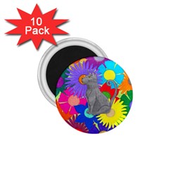 Floral Cat 1 75  Magnets (10 Pack)  by okhismakingart