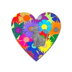 Floral Cat Heart Magnet by okhismakingart