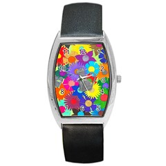 Floral Cat Barrel Style Metal Watch by okhismakingart