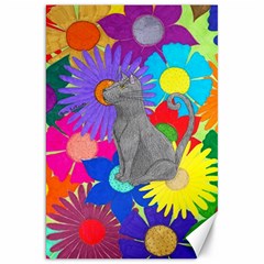 Floral Cat Canvas 20  X 30  by okhismakingart