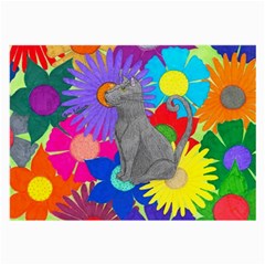 Floral Cat Large Glasses Cloth (2-side) by okhismakingart