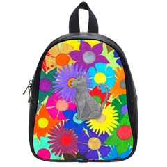 Floral Cat School Bag (small) by okhismakingart