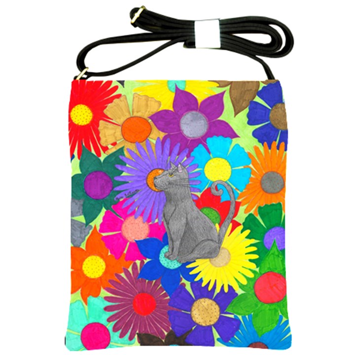 Floral Cat Shoulder Sling Bag