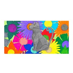 Floral Cat Satin Wrap by okhismakingart