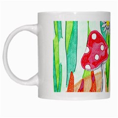 Iguana And Mushrooms White Mugs by okhismakingart