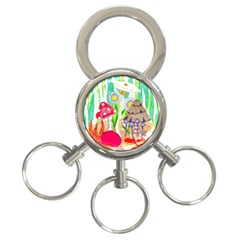 Iguana And Mushrooms 3-ring Key Chains by okhismakingart