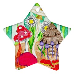 Iguana And Mushrooms Star Ornament (two Sides) by okhismakingart