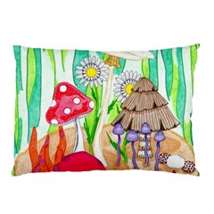 Iguana And Mushrooms Pillow Case by okhismakingart