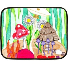 Iguana And Mushrooms Double Sided Fleece Blanket (mini)  by okhismakingart