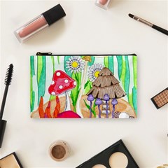 Iguana And Mushrooms Cosmetic Bag (small) by okhismakingart