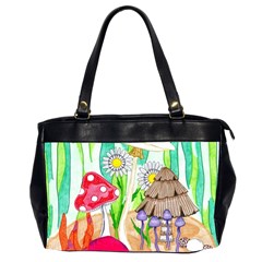 Iguana And Mushrooms Oversize Office Handbag (2 Sides) by okhismakingart