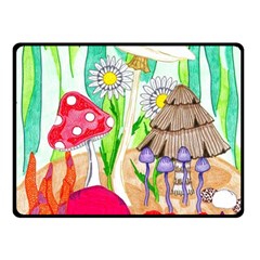 Iguana And Mushrooms Fleece Blanket (small) by okhismakingart