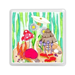 Iguana And Mushrooms Memory Card Reader (square) by okhismakingart