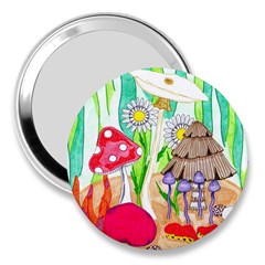 Iguana And Mushrooms 3  Handbag Mirrors by okhismakingart