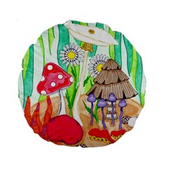 Iguana And Mushrooms Standard 15  Premium Round Cushions by okhismakingart