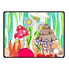 Iguana And Mushrooms Double Sided Fleece Blanket (small)  by okhismakingart