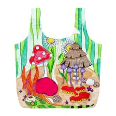 Iguana And Mushrooms Full Print Recycle Bag (l) by okhismakingart