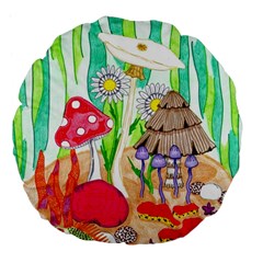 Iguana And Mushrooms Large 18  Premium Flano Round Cushions by okhismakingart