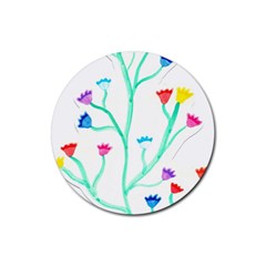 Cheerio Box Vine  Rubber Coaster (round)  by okhismakingart