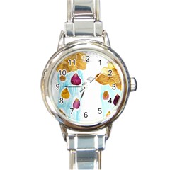 Rose Petal Shower Round Italian Charm Watch by okhismakingart